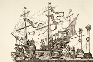 Vascello trionfale trainato su un carro a Bruxelles nel 1558, da 